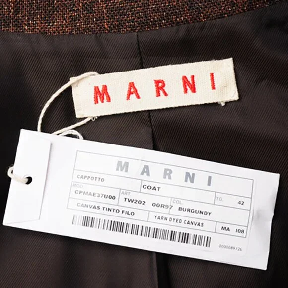 MARNI COAT LONG OVERSIZED JACKET MULTI COLOR WOOL CANVAS IT 46 / US 10